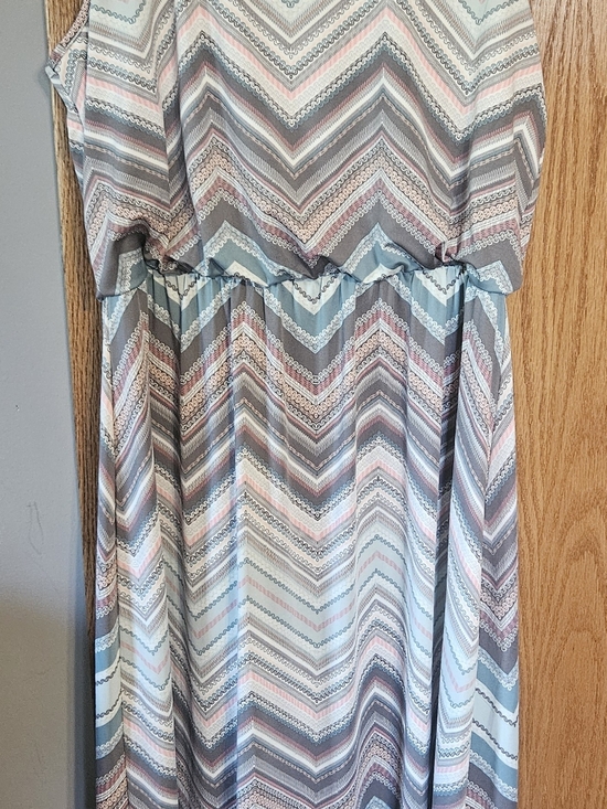 Maurices Dresses & Skirts - Maurices Chevron Maxi Dress in Blue, Gray and Pink